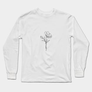 Wildflower Line Art | Floral Botanical Minimalist Lineart Long Sleeve T-Shirt